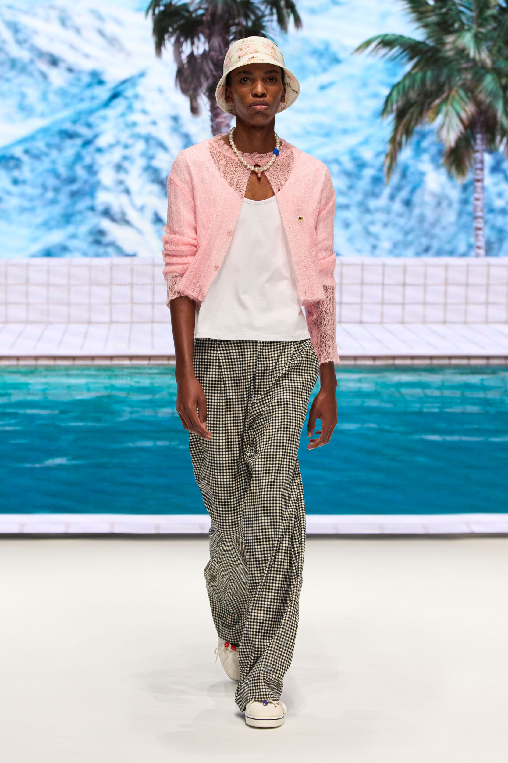 Angels Patch Mohair Crop Cardigan Pink